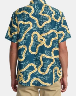 RVCA EXOTICA SHORT SLEEVE SHIRT Duck Blue New