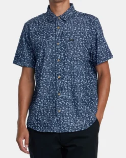 RVCA FRAME CHAMBRAY SHORT SLEEVE SHIRT Indigo