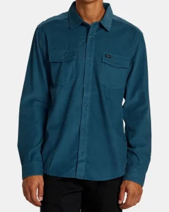 RVCA FREEMAN CORD LONG SLEEVE SHIRT Duck Blue