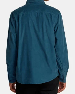 RVCA FREEMAN CORD LONG SLEEVE SHIRT Duck Blue