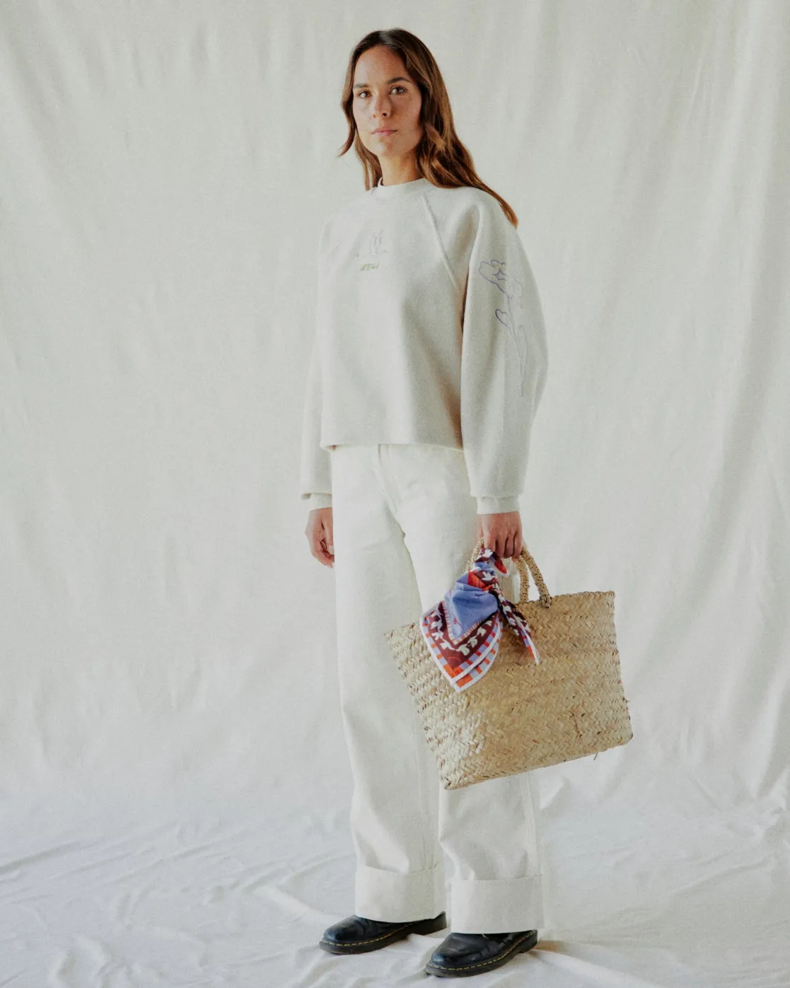 RVCA GABRIELLE MONCEAUX CREWNECK SWEATSHIRT Ecru Sale