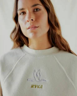 RVCA GABRIELLE MONCEAUX CREWNECK SWEATSHIRT Ecru Sale