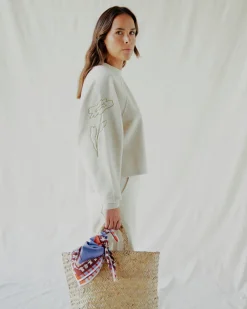 RVCA GABRIELLE MONCEAUX CREWNECK SWEATSHIRT Ecru Sale