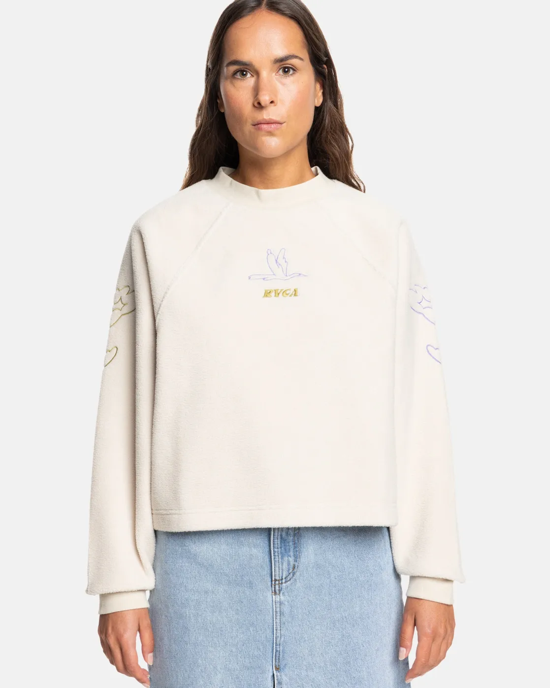 RVCA GABRIELLE MONCEAUX CREWNECK SWEATSHIRT Ecru Sale