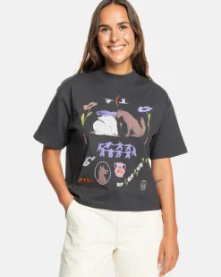 RVCA GABRIELLE MONCEAUX KINNEY TEE Washed Black Best