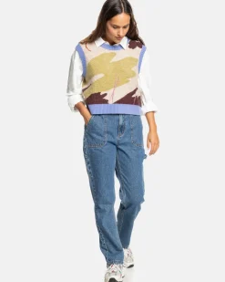 RVCA GABRIELLE SWEATER VEST Ecru New