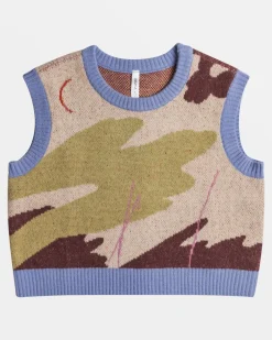 RVCA GABRIELLE SWEATER VEST Ecru New