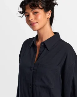 RVCA GIMME BEACH COVERUP SHIRT DRESS Rvca Black Hot