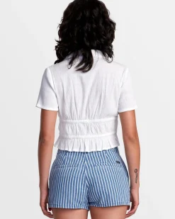 RVCA HARPER FRONT TIE CROPPED TOP Whisper White Sale