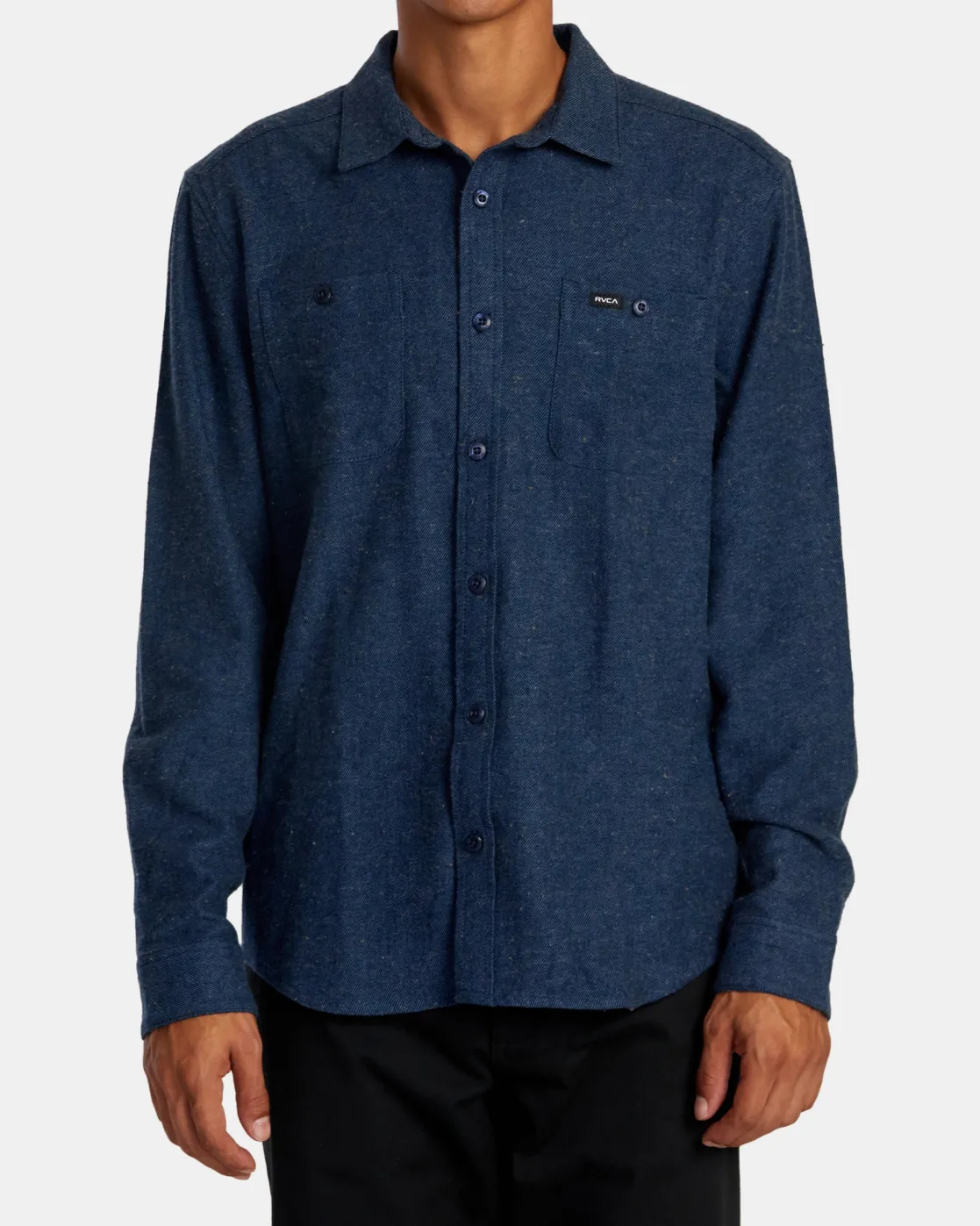 RVCA HARVEST NEPS LONG SLEEVE FLANNEL SHIRT Dark Denim Hot