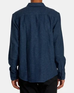 RVCA HARVEST NEPS LONG SLEEVE FLANNEL SHIRT Dark Denim Hot