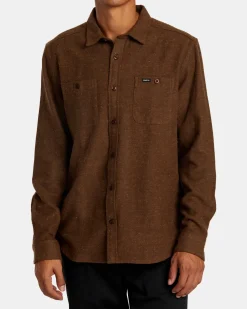 RVCA HARVEST NEPS LONG SLEEVE FLANNEL SHIRT Bombay Brown