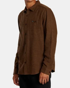 RVCA HARVEST NEPS LONG SLEEVE FLANNEL SHIRT Bombay Brown
