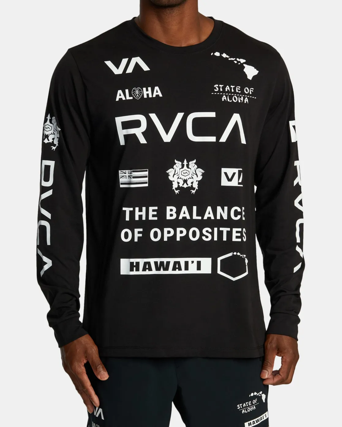 RVCA HAWAII ALL BRAND SPORT TECH LONG SLEEVE TEE Black Discount