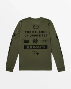 RVCA HAWAII ALL BRAND SPORT TECH LONG SLEEVE TEE Olive New