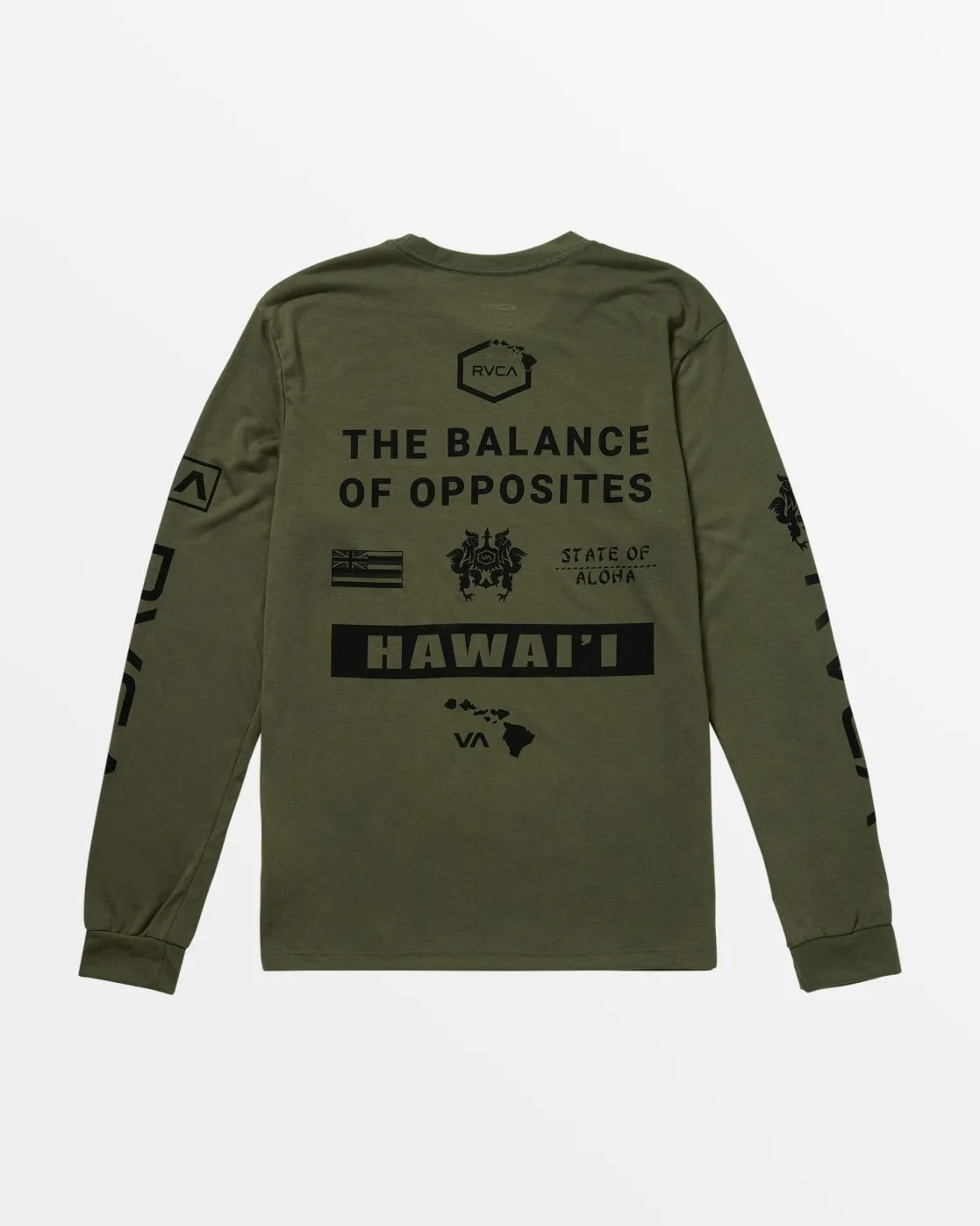 RVCA HAWAII ALL BRAND SPORT TECH LONG SLEEVE TEE Olive New
