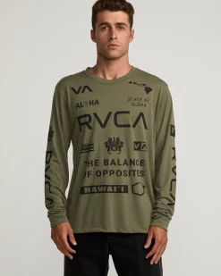 RVCA HAWAII ALL BRAND SPORT TECH LONG SLEEVE TEE Olive New