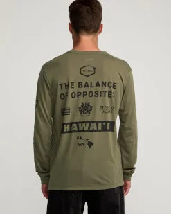 RVCA HAWAII ALL BRAND SPORT TECH LONG SLEEVE TEE Olive New