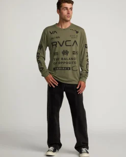 RVCA HAWAII ALL BRAND SPORT TECH LONG SLEEVE TEE Olive New