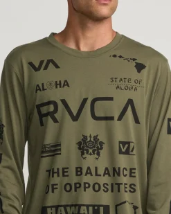 RVCA HAWAII ALL BRAND SPORT TECH LONG SLEEVE TEE Olive New