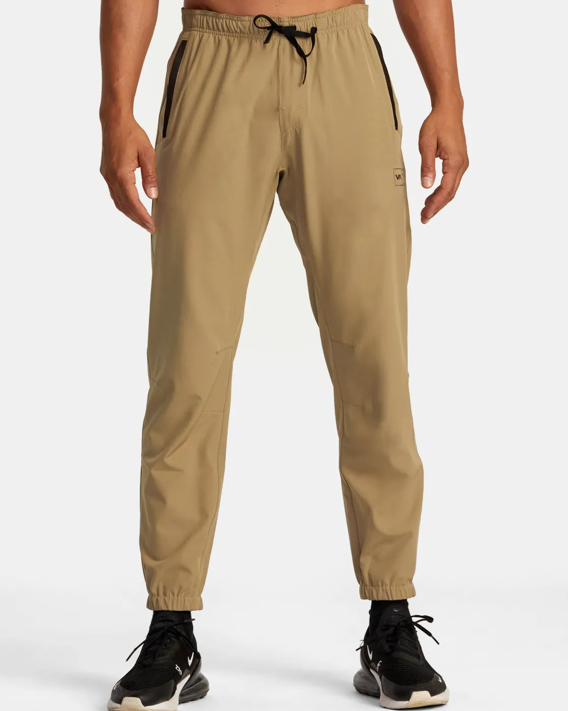 RVCA HAWAII ELASTIC WAIST YOGGER PANTS Dark Khaki Clearance