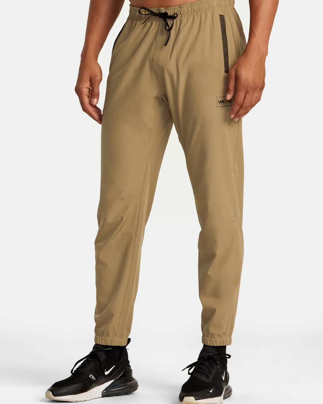 RVCA HAWAII ELASTIC WAIST YOGGER PANTS Dark Khaki Clearance