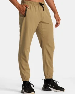 RVCA HAWAII ELASTIC WAIST YOGGER PANTS Dark Khaki Clearance