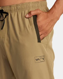 RVCA HAWAII ELASTIC WAIST YOGGER PANTS Dark Khaki Clearance