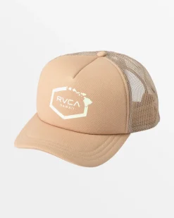RVCA HAWAII HEX FOAM TRUCKER HAT Warm Taupe