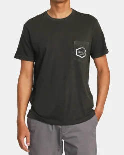 RVCA HAWAII ISLAND HEX POCKET TEE Pirate Black Discount