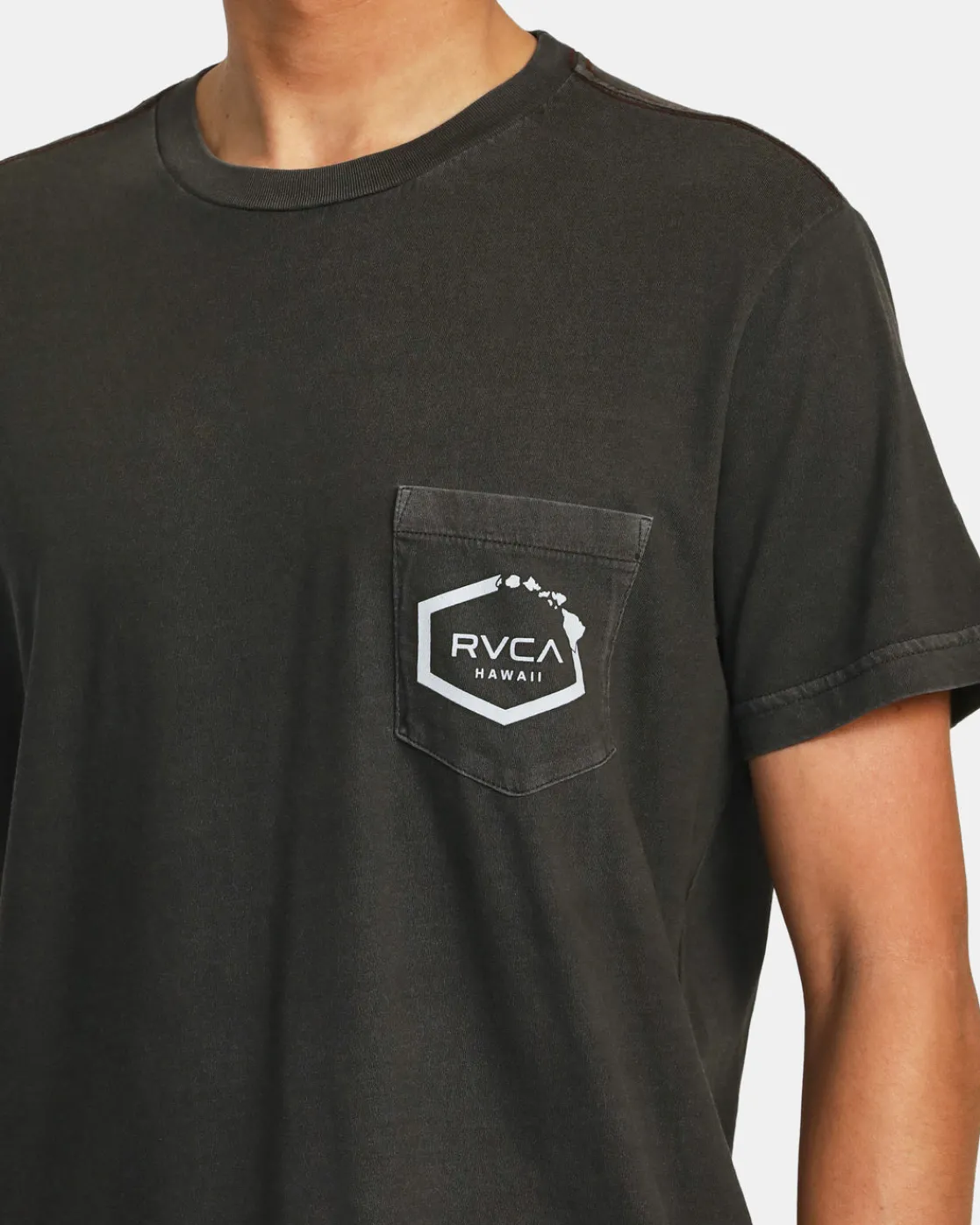 RVCA HAWAII ISLAND HEX POCKET TEE Pirate Black Discount