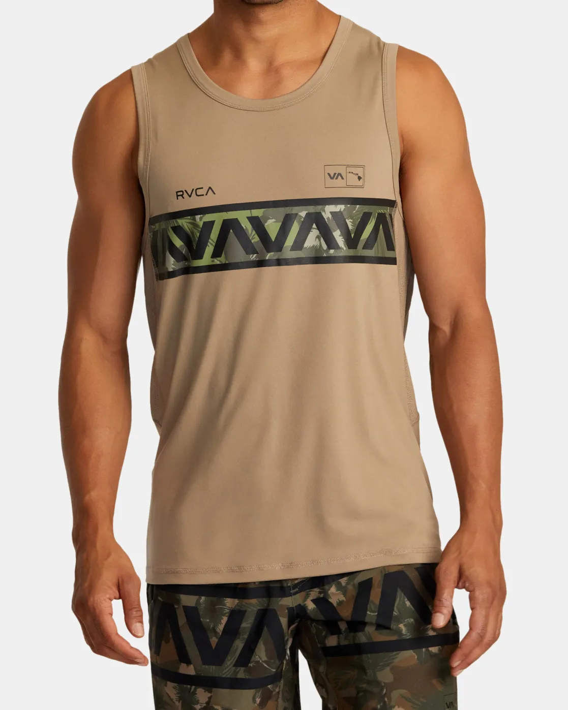 RVCA HAWAII SPORT VENT MUSCLE TANK Dark Khaki Online