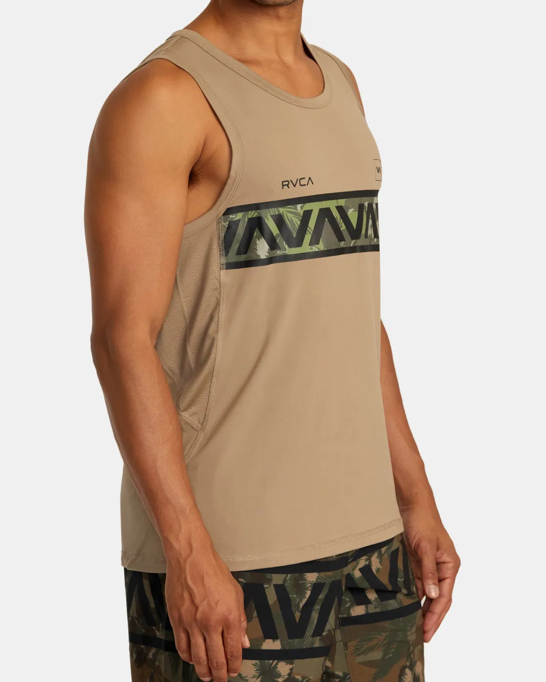 RVCA HAWAII SPORT VENT MUSCLE TANK Dark Khaki Online