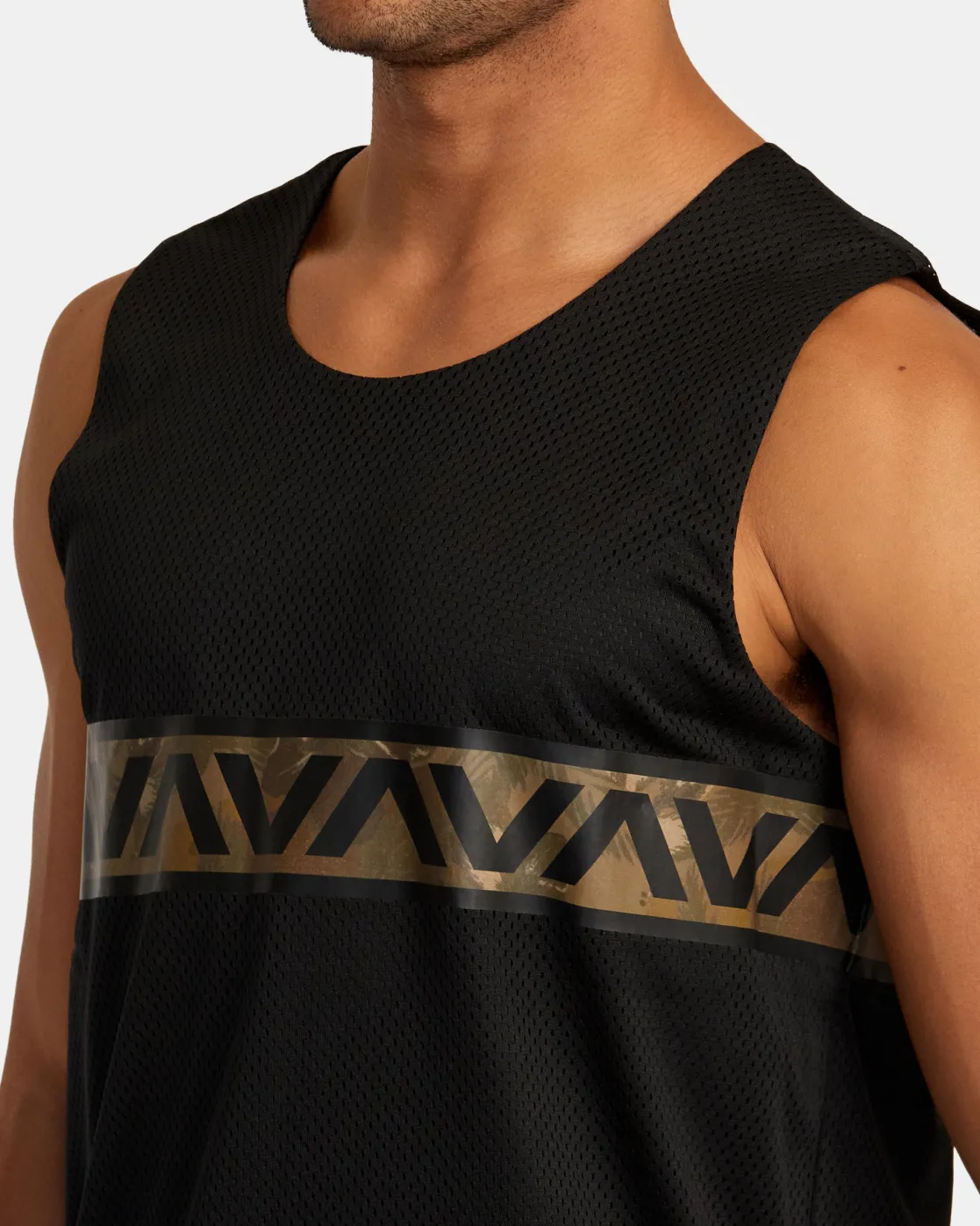 RVCA HAWAII TARO MESH TANK TOP Black Multi Clearance