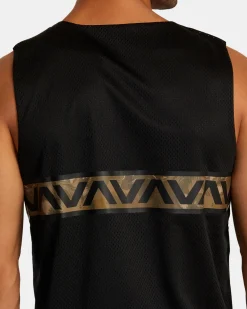 RVCA HAWAII TARO MESH TANK TOP Black Multi Clearance