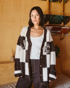 RVCA HERE WE ARE CARDIGAN SWEATER Chocolate Torte Clearance