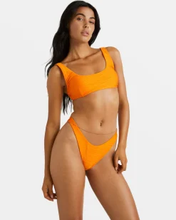 RVCA HORIZON SCOOPED BRALETTE BIKINI TOP Orange Pepper Clearance