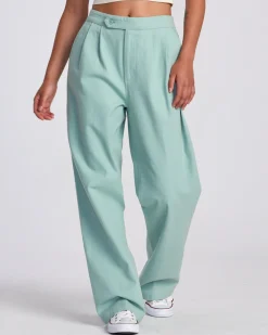RVCA HUDSON WIDE LEG PANTS Green Haze Clearance