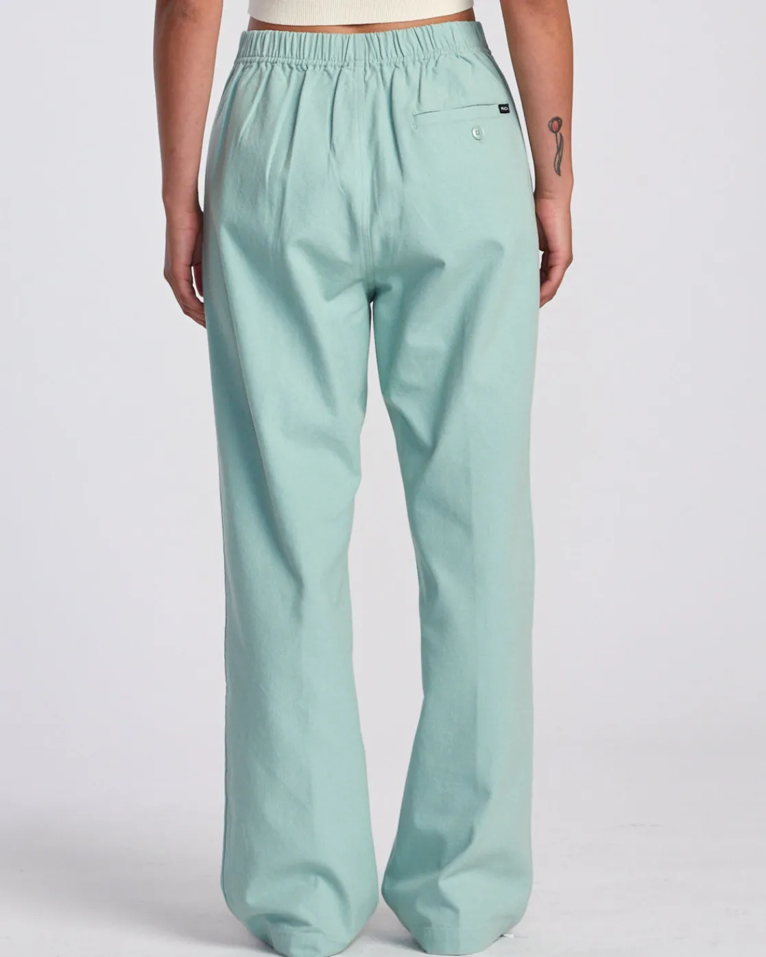 RVCA HUDSON WIDE LEG PANTS Green Haze Clearance