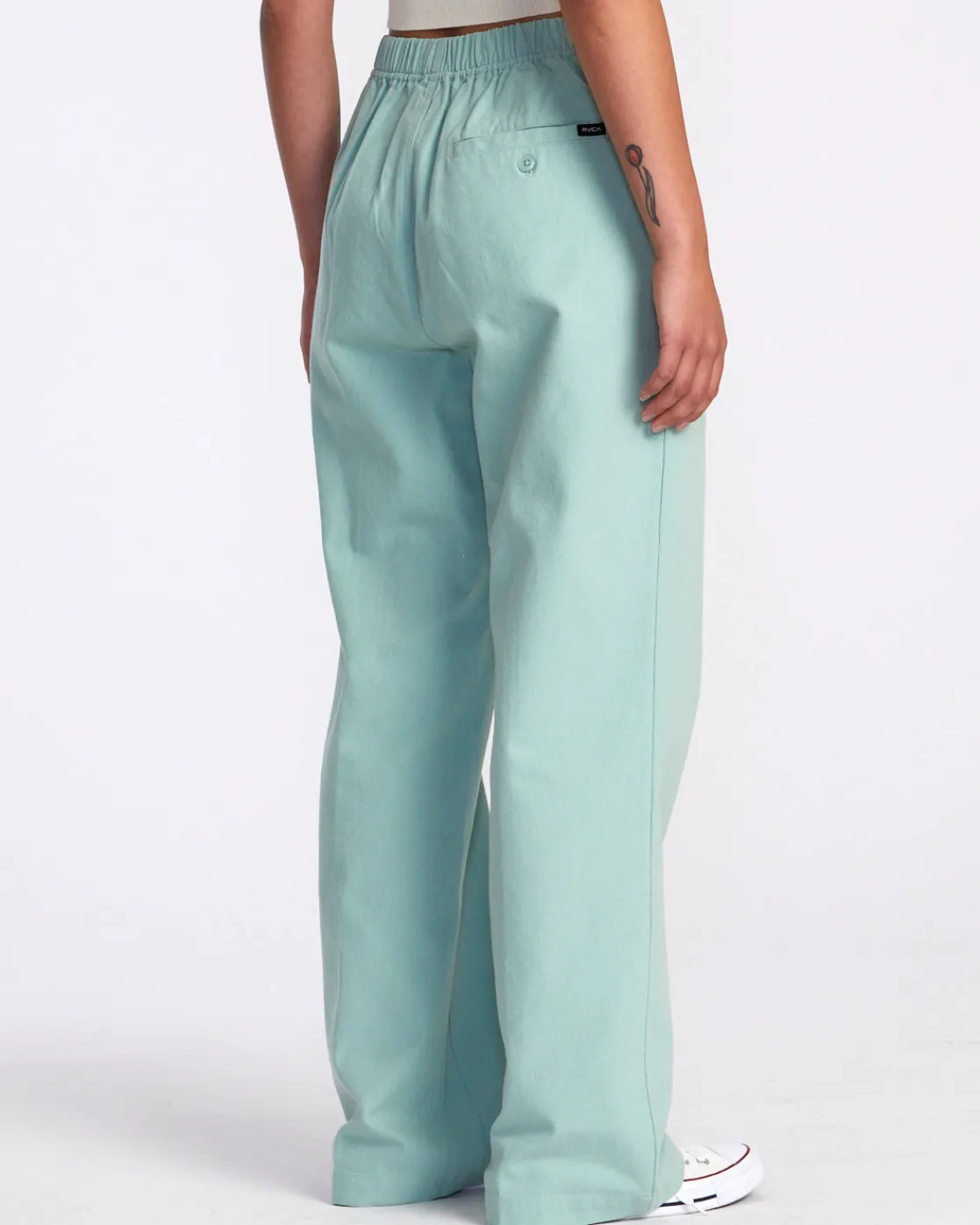 RVCA HUDSON WIDE LEG PANTS Green Haze Clearance