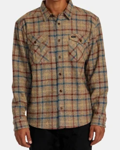 RVCA HUGHES FLANNEL LONG SLEEVE SHIRT Bombay Brown