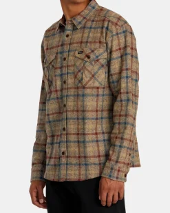 RVCA HUGHES FLANNEL LONG SLEEVE SHIRT Bombay Brown