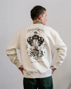 RVCA INVISIBLE MAN CREWNECK SWEATSHIRT Oatmeal Heather Best