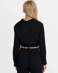 RVCA INVISIBLE MAN LONG SLEEVE CROP TOP Black Best
