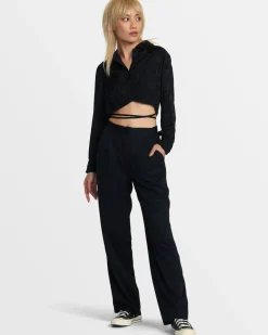 RVCA INVISIBLE MAN LONG SLEEVE CROP TOP Black Best