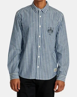 RVCA INVISIBLE MAN LONG SLEEVE SHIRT Chambray Clearance