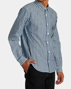 RVCA INVISIBLE MAN LONG SLEEVE SHIRT Chambray Clearance