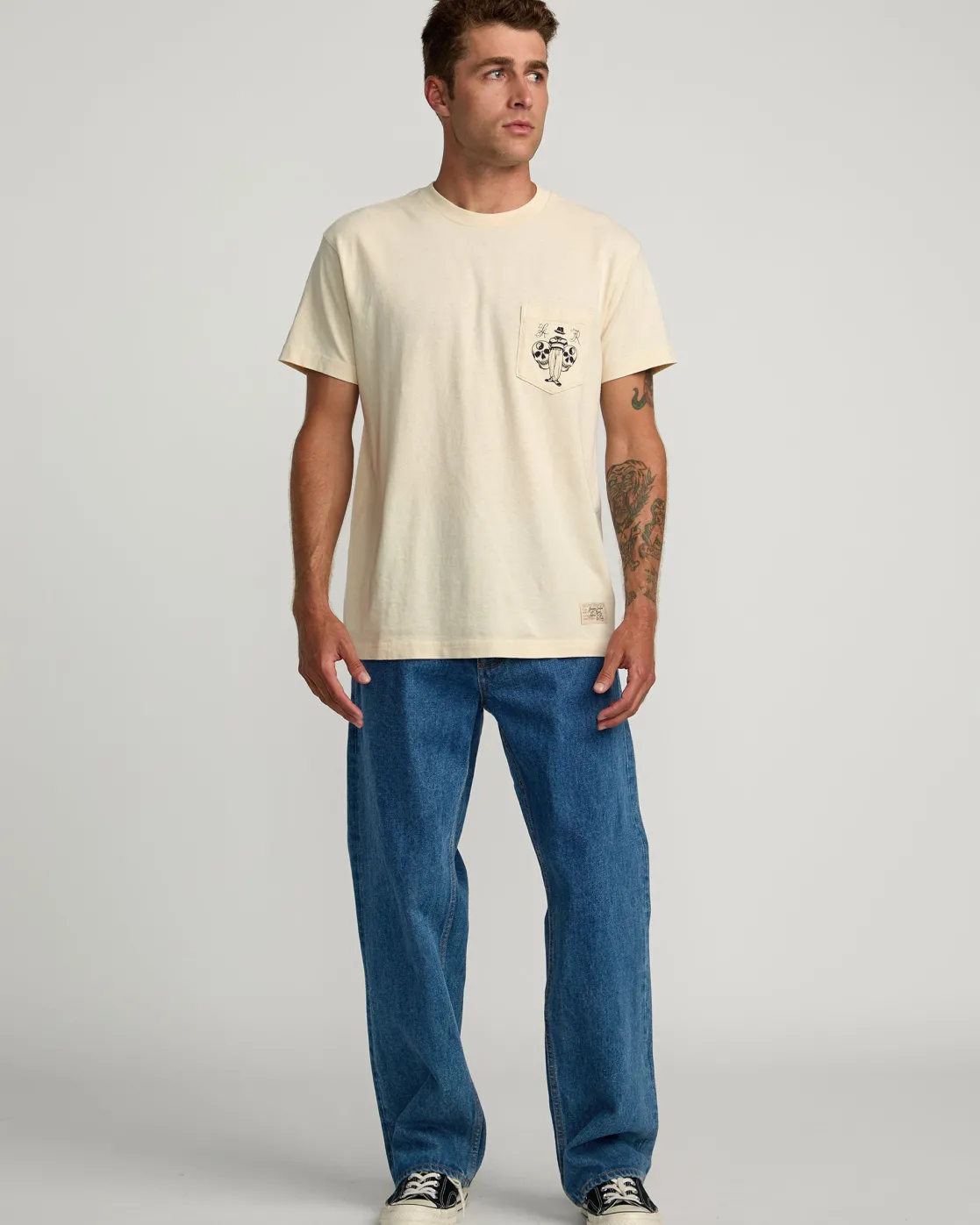 RVCA INVISIBLE MAN T-SHIRT Silver Bleach Clearance
