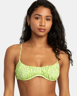 RVCA ITTY BRALETTE BIKINI TOP Neon Green Discount