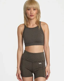 RVCA JACQUARD HIGH IMPACT BRA Va Warp Chocolate Sale